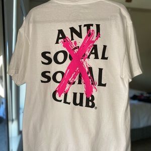 Anti Social Social Club Cancelled T Shirt - Pink & White